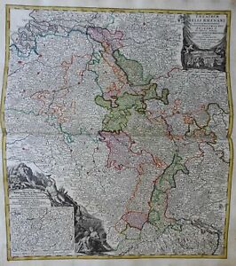 Germany Rhineland Alsace Lorraine Burgundy Cologne C 1722 Homann Decorative Map