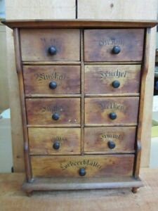 9 Drawer Antique German Spice Cabinet Cupboard Chest Apothecary Primitive Box