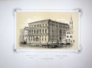 1860 Venezia Venice Palazzo Grassi Moro Kier Lithography Lithograph