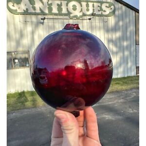 Antique Ruby Red Lightning Rod Glass Ball Globe Original Weathervane