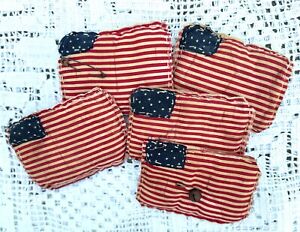 Set Of 5 Primitive Rustic Patriotic Pillows Decor Bowl Filler Americana Usa