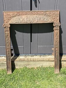 Vintage Ornate Heavy Cast Iron Fireplace Surround 30 1 4 Tall X 25 