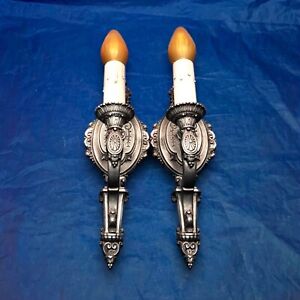 Antique Pair Riddle Co Sconces Fireplace Hallway Kitchen Newly Wired 64b