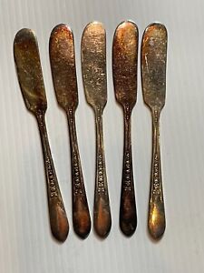 Lot X 5 Piece Wm Rogers Is Priscilla Lady Ann Silverplate Butter Knifes Knives