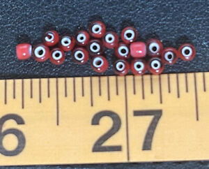  20 Original Sioux Indian Cherry Red White Heart Trade Beads Venetians 1700 S