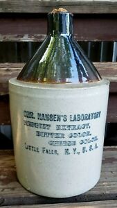 Antique Chr Hansen S Laboratory Inc Advertising Stoneware Jug Little Falls Ny