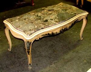 French Painted Louis Xv Marble Top Coffee Table