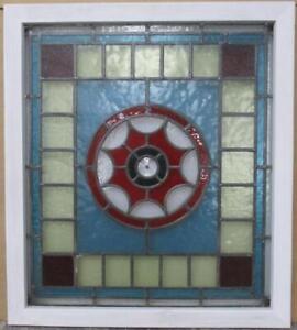 Victorian Old English Stained Glass Window Abstract Geometric 23 25 X 26 25 
