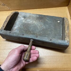 Large Tin Covered Wooden Grain Or Flour Scoop