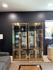 Three Sets Of Mastercraft Brass Vitrines Available This Listing Is For One Set 
