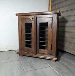 Vintage Asian Style Rustic Farmhouse Wood Mini Cabinet Cupboard With Doors