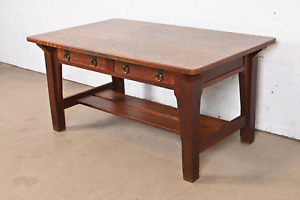 Stickley Brothers Antique Mission Oak Arts Crafts Desk Or Library Table 1900