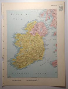 Vintage Ireland Atlas Map Print 1964 Encyclopedia Britannica World Atlas Page