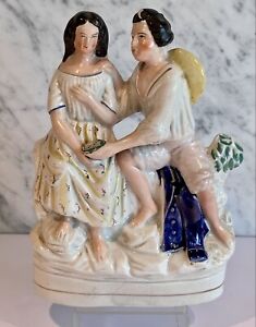 Antique Staffordshire Paul And Virginia Literary Figural Group 19th Century