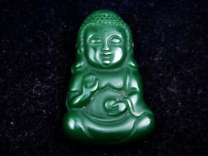 Gorgeous Green Jade Carved Shakyamuni Buddha Praying Pendant 01092304