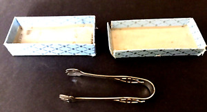 Web Sterling Silver Sugar Cube Tongs In Orig Box Ornate Pierced 3 25 Vintage
