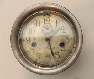 Seth Thomas Antique Maritime Ships Porthole Clock W Silver Trim