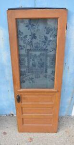 Victorian Farmhouse Etched Glass Entry Door Cows Flowers Berries Barn Exterior