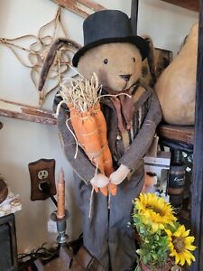Ooak Moses Allen Bunny W Carrots And Top Hat