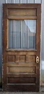 32 X79x1 5 Antique Vintage Reclaimed Solid Wood Wooden Entry Door 6 Panels Glass