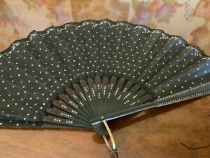 Antique English Victorian Mourning Hand Fan