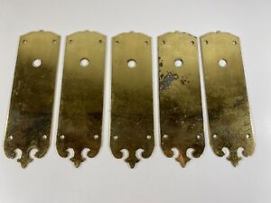 5 Vintage Heavy Polished Brass Door Push Plate Back Escutcheon 3x10 Cover