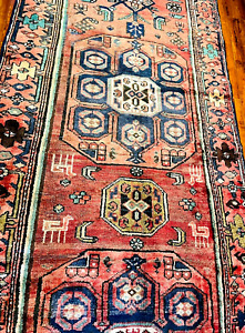 Exquisite Antique Vintage Hand Knotted Oriental Rug 4x9 Ft