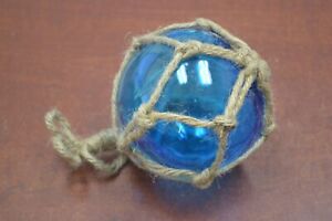 Reproduction Blue Glass Float Ball Buoy With Fishing Net 4 F 503
