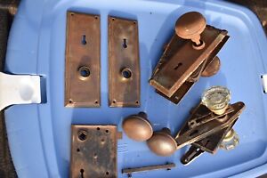 Antique Door Knob Mortise Lock Sets With Back Plates Lot 
