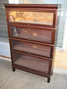 Antique Mahogany Globe Wernicke 4 Stack Sectional Barrister Stacking Bookcase