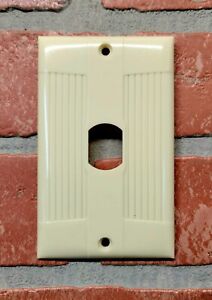 Vintage Rodale Bakelite Wall Plate Light Switch Cover Round Hole Mcm Ivory 60s