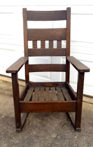 Oversized Stickley Brothers High Back Rocker Original Finish Need Drop In Seat