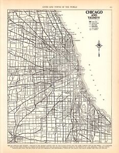 1937 Vintage Chicago Illinois Street Map Wall Decor City Map Of Chicago 1311