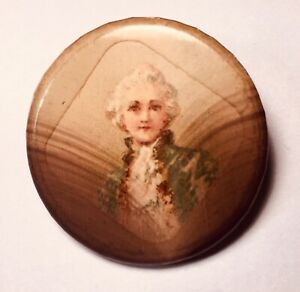 Antique Lithograph Button Of Count Fersen With Clear Celluloid Cover Great Shape