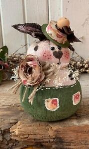 Folk Art Easter Rabbit Bunny Primitive Shelf Sitter Doll Handmade Ooak Artist