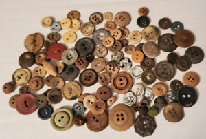 Lot Of Vintage Bone Wood Metal Buttons