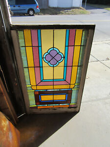  Large Antique Stained Glass Window 32 X 49 5 Architectural Salvage