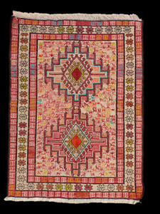 Vintage Fabulous Hand Woven Sumak Pictorial Silk Kilim Home Decor 3 3 2 6 Feet