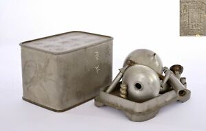 1930 S Chinese Pewter Opium Lamp Box Travel Set Parts Accessory Box