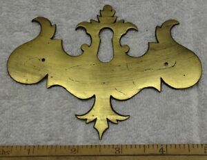  Vintage Large Escutcheon Drawer Face Plate Key Hole Cover Keeler Brass