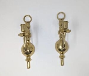 Vintage 1970 S Brass Candle Holder Wall Sconces 2 12 5 