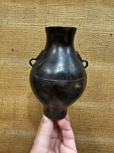 Antique Chinese Bronze Vase Hu Form Ming Dynasty Pre 1644 16 17th Century