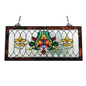River Of Goods Stained Glass Pub Window Panel Handcrafted Home Wall Decoration