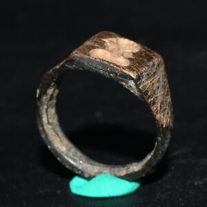 Ancient Hellenistic Greek Fine Bronze Ring With Engraved Bezel 3rd Century Bc