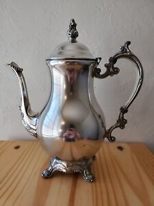 Vintage 1883 Fb Rogers Silver Plate Footed Teapot W Hinged Top