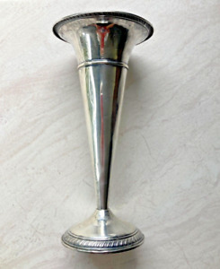 Antique Sterling Silver Weighted 10 Trumpet Vase