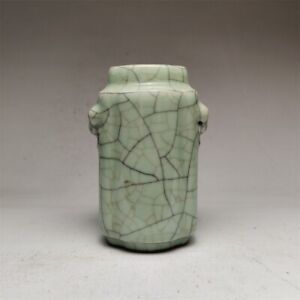 Qing Dynasty Lv Ge Glazed Open Amphora Vase