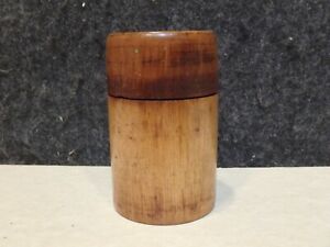 Antique 18th 19th C Wood Treen Ware Cylinder Shaped Container