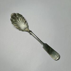 Vintage Solid Peru Silver Shell Clam Sugar Spoon