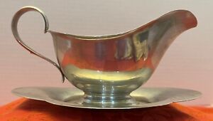 Antique Gorham Sterling Silver Gravy Boat With Attached Underplate 326g Minty